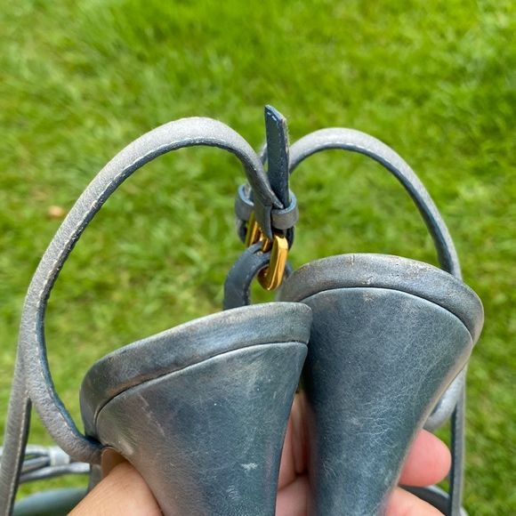 PRADA Beautiful 39.5 Blue Platform Heel, sling back Peep Toe 👠 - Picture 9 of 11